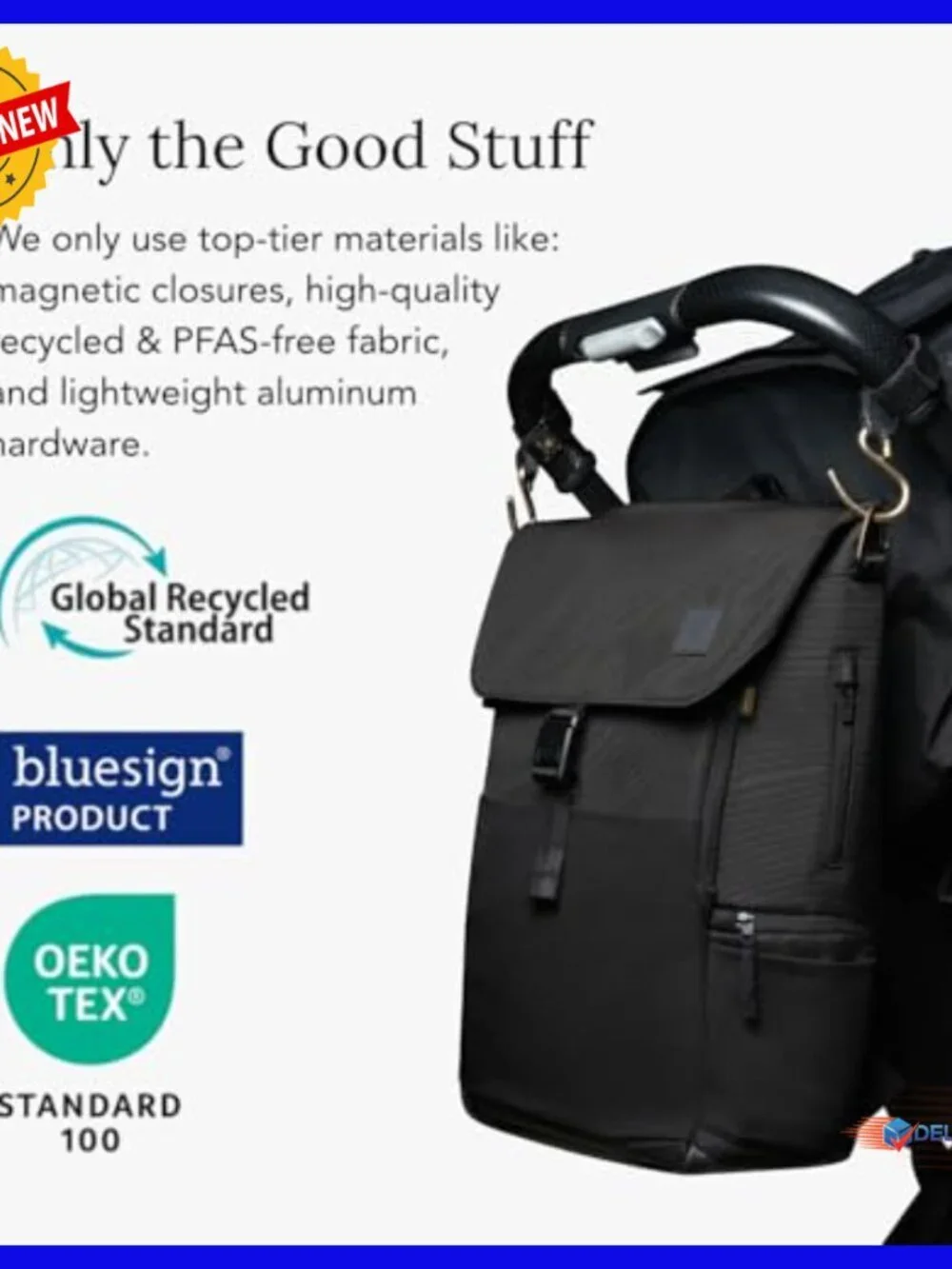 Water-Resistant Diaper Backpack with Changing Pad, 20L Travel Bag